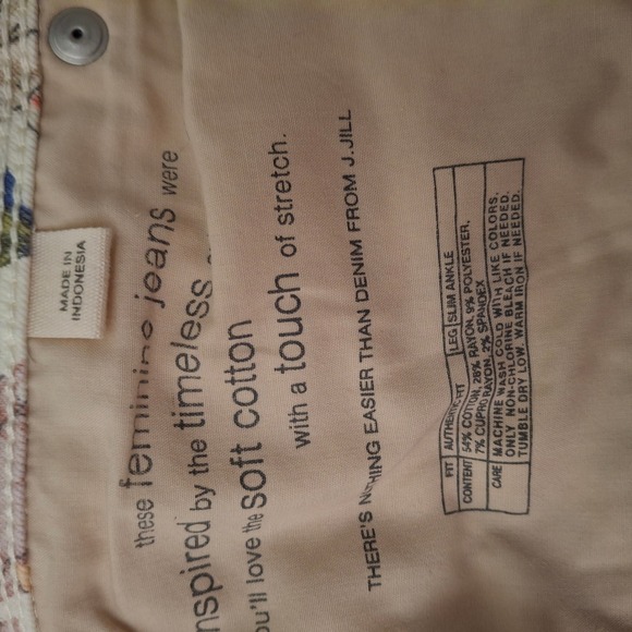 J Jill Authentic‎ Fit Slim Ankle Pants Womens Size 18 Floral Cotton Blend - Picture 4 of 10